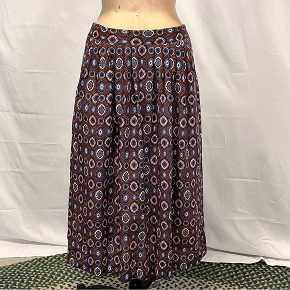 VINTAGE 80s dark moody paisley medallion midi skirt office professional academia - Picture 7 of 13